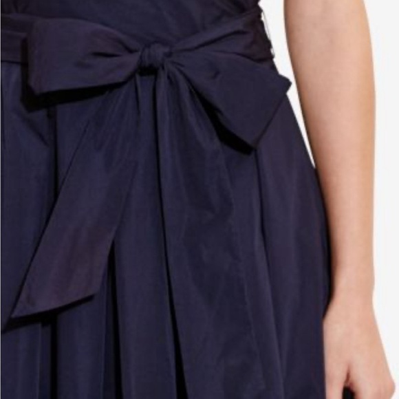 Ralph Lauren Dress Black Taffeta W/Bow Pockets V Back 8p - Picture 3 of 5